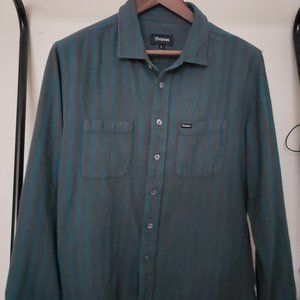 Brixton Stripped Flannel (Dusty Green/Gray) - L